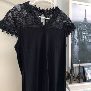 INC Black Lace Top